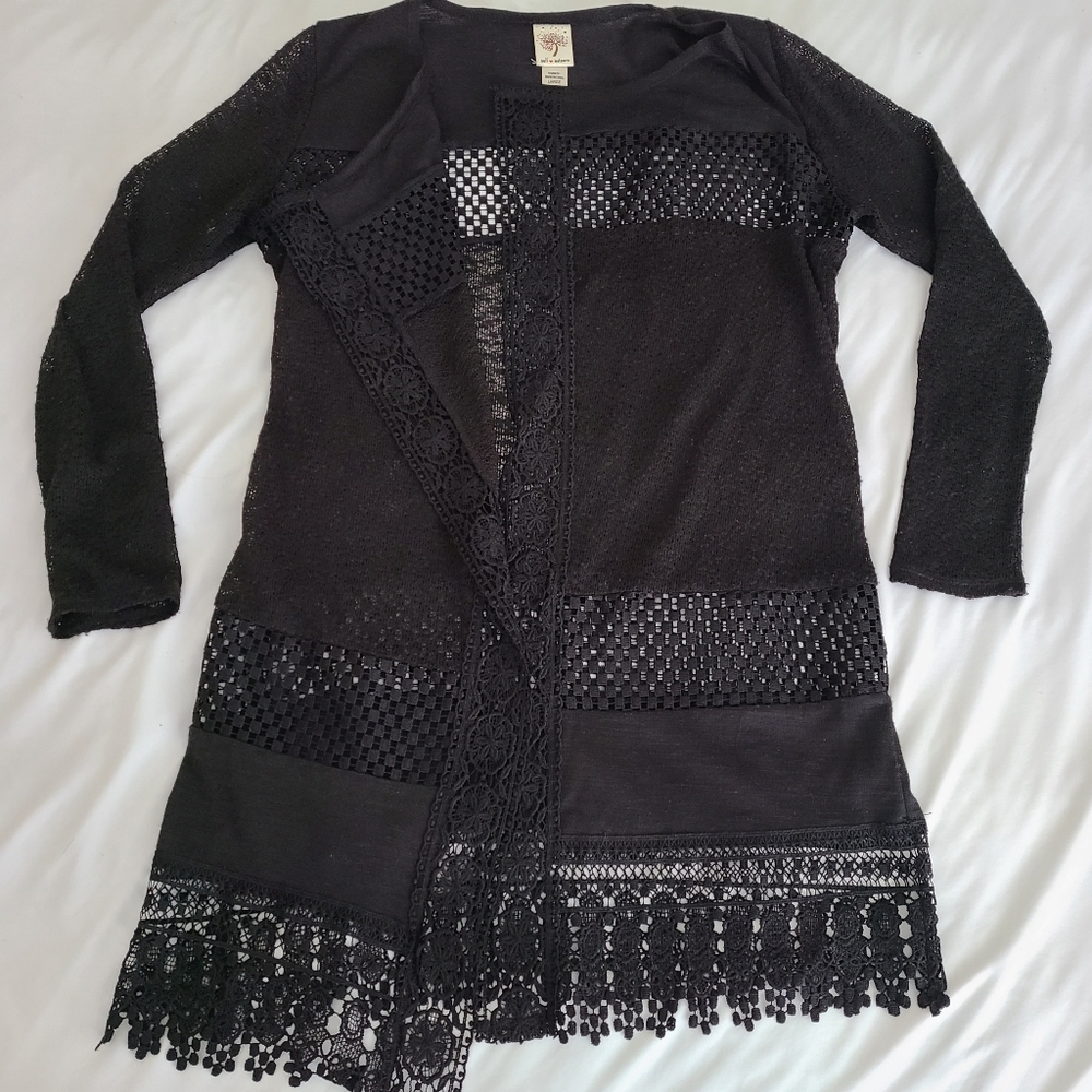 Black Mesh Cardigan